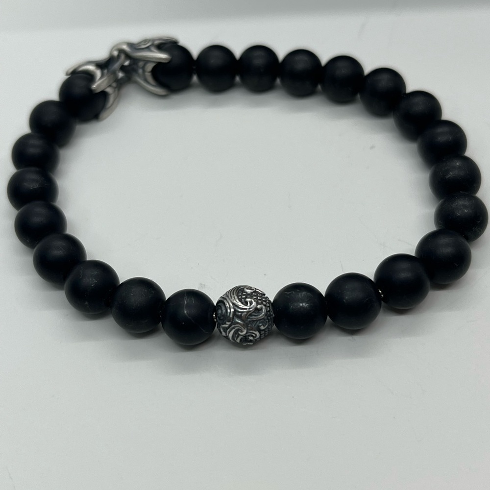 David Yurman black onyx spiritual bead bracelet with waves 8mm - Picture 3 of 6